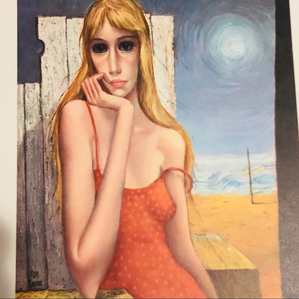 Big Eyes 1960’s Margaret Keane Vintage Lithograph Print Midcentury Pop Art